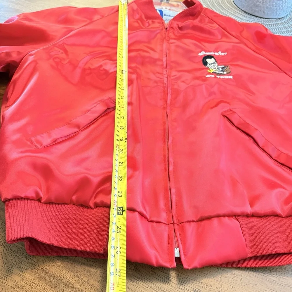 Vintage Dunbrooke Pla Jac Dennis Awe On Tour Satin Bomber Jacket Red‎ XL Organ